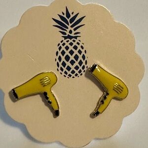 Prep obsessed yellow hair dryer enamel earrings new